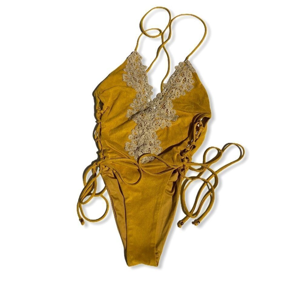 Blue Life One Piece Bathing Suit Vegan Suede